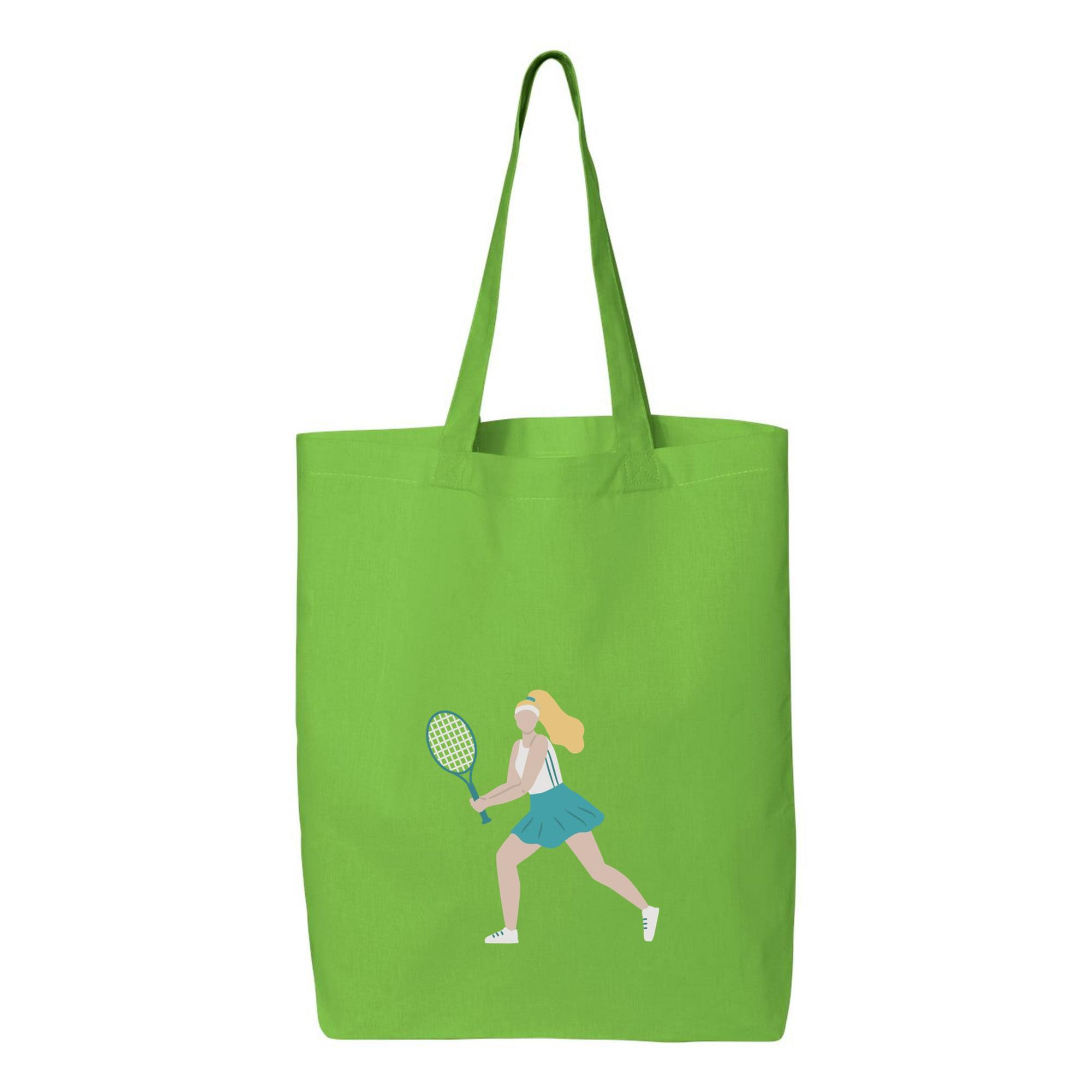Blonde Woman Is Playing Tennis With A Racquet Canvas Tote Bag 