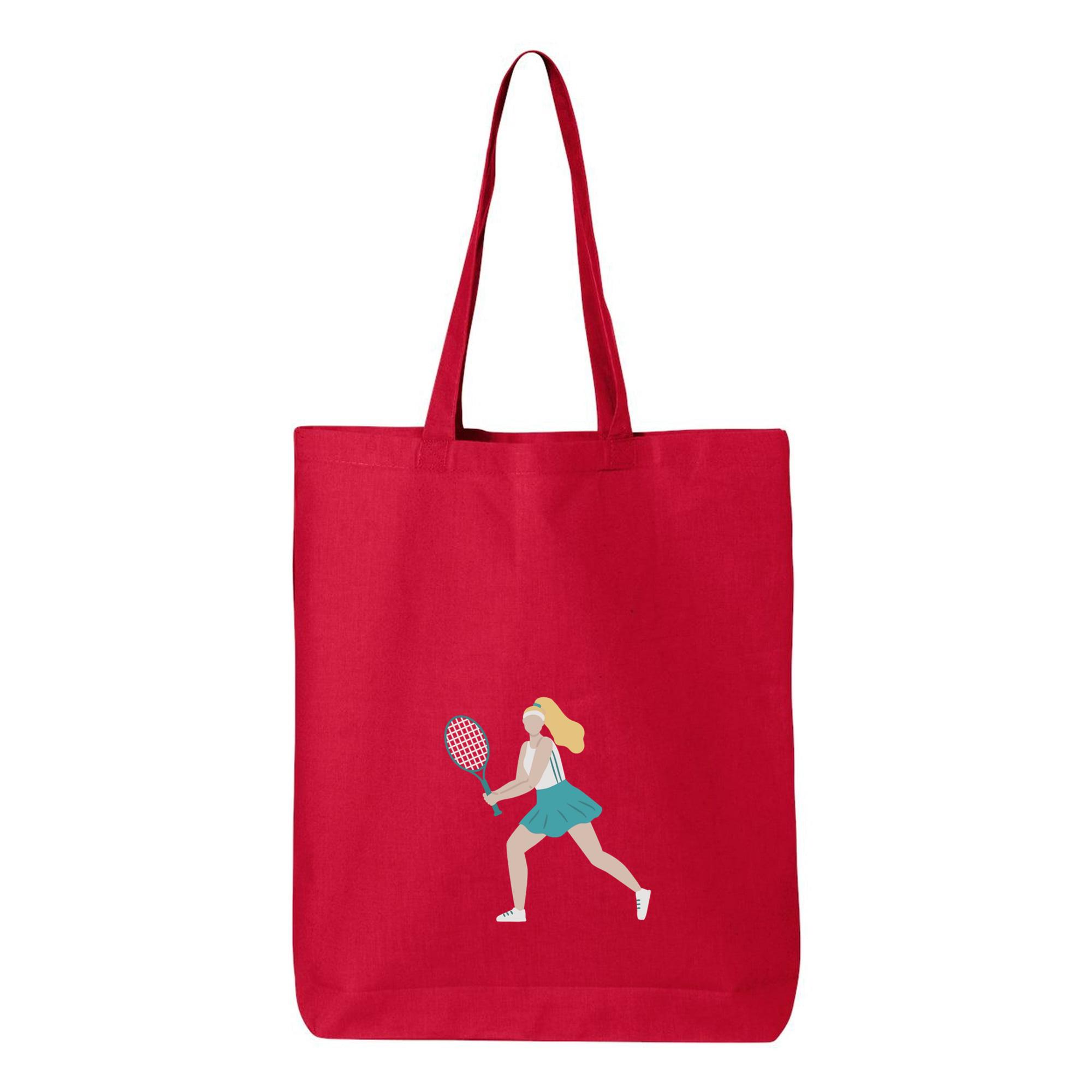 Blonde Woman Is Playing Tennis With A Racquet Canvas Tote Bag - Image 2