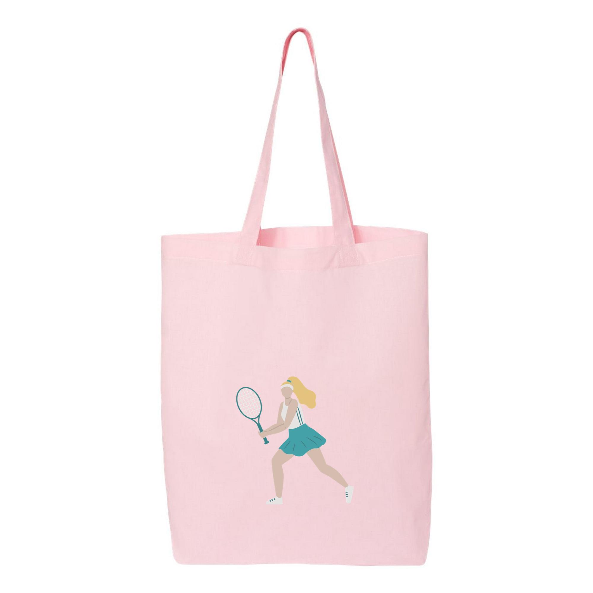 Blonde Woman Is Playing Tennis With A Racquet Canvas Tote Bag - Image 3