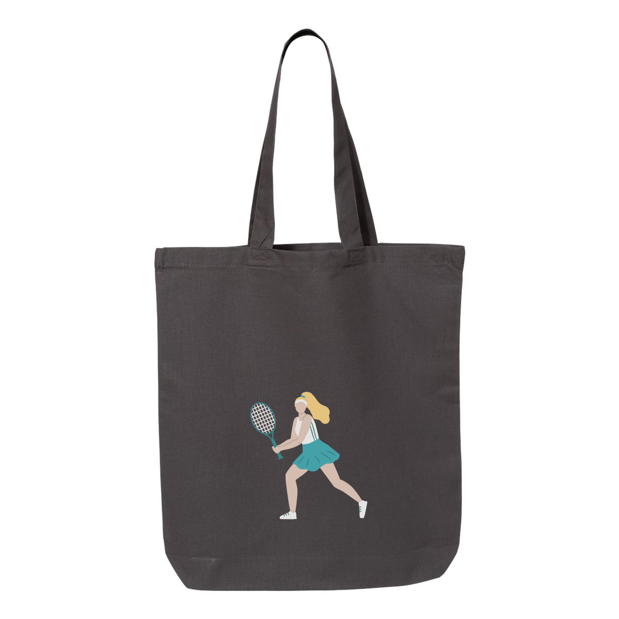 Blonde Woman Is Playing Tennis With A Racquet Canvas Tote Bag - Image 4
