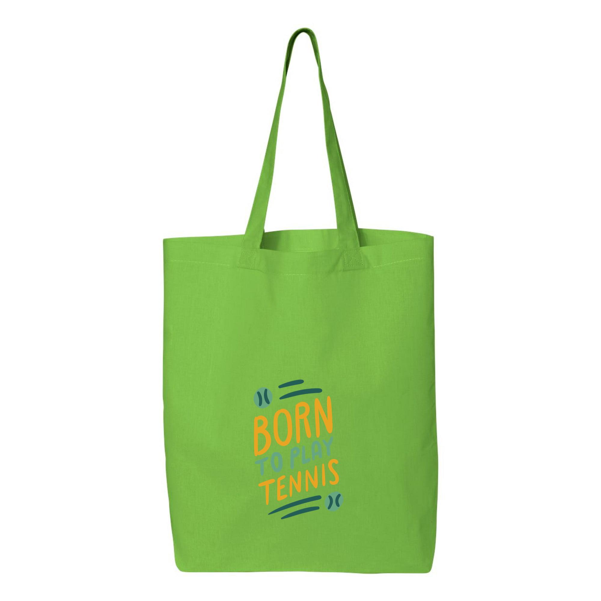 Born To Play Tennis Lettering Canvas Tote Bag 