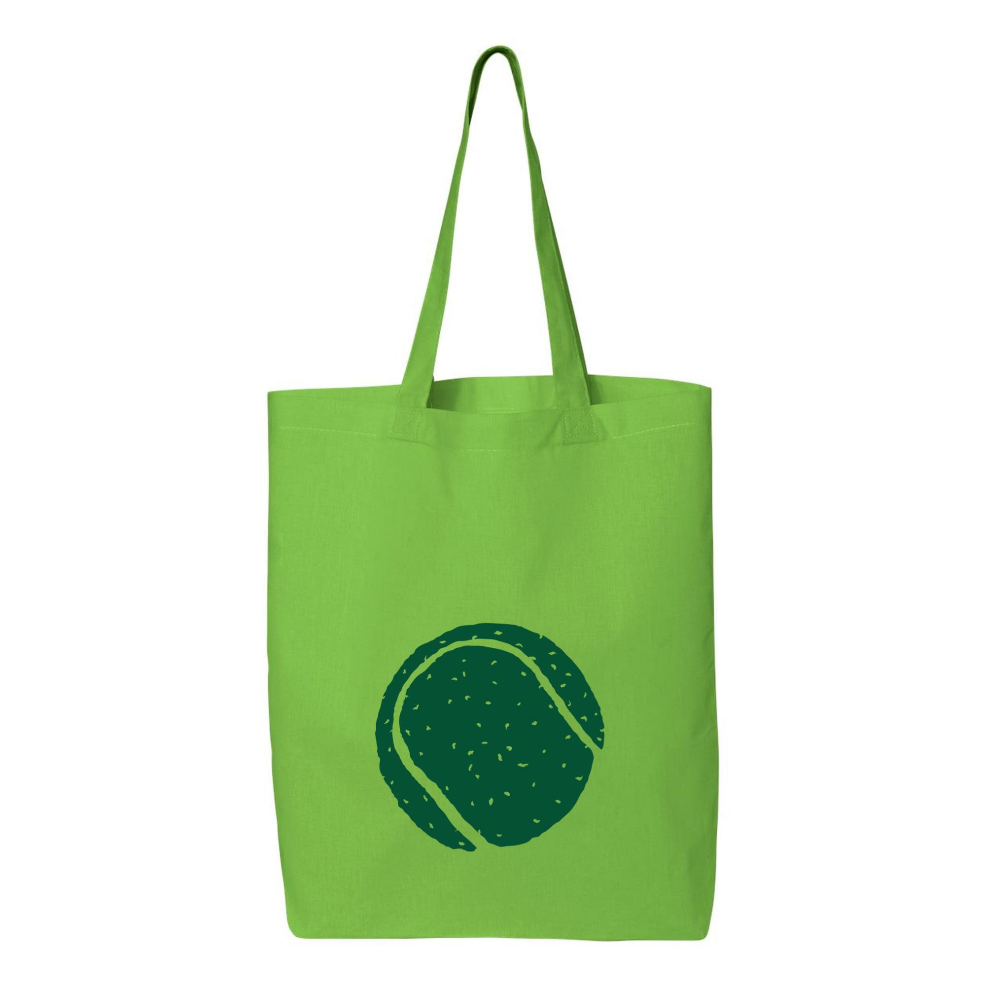 Dark Green Tennis Ball Canvas Tote Bag 