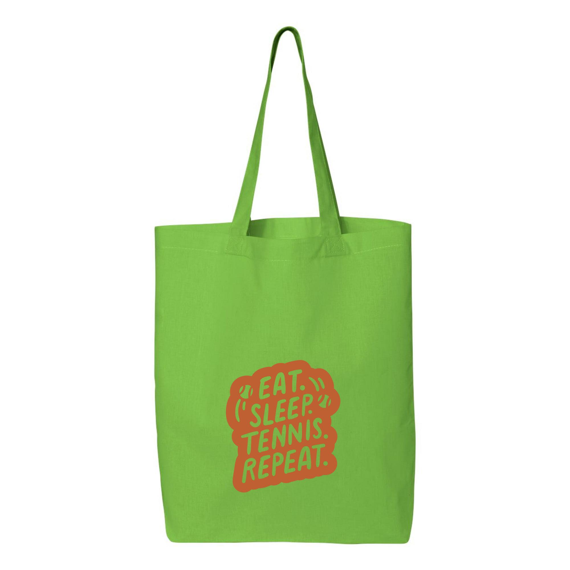 Eat Sleep Tennis Repeat Sticker Canvas Tote Bag 
