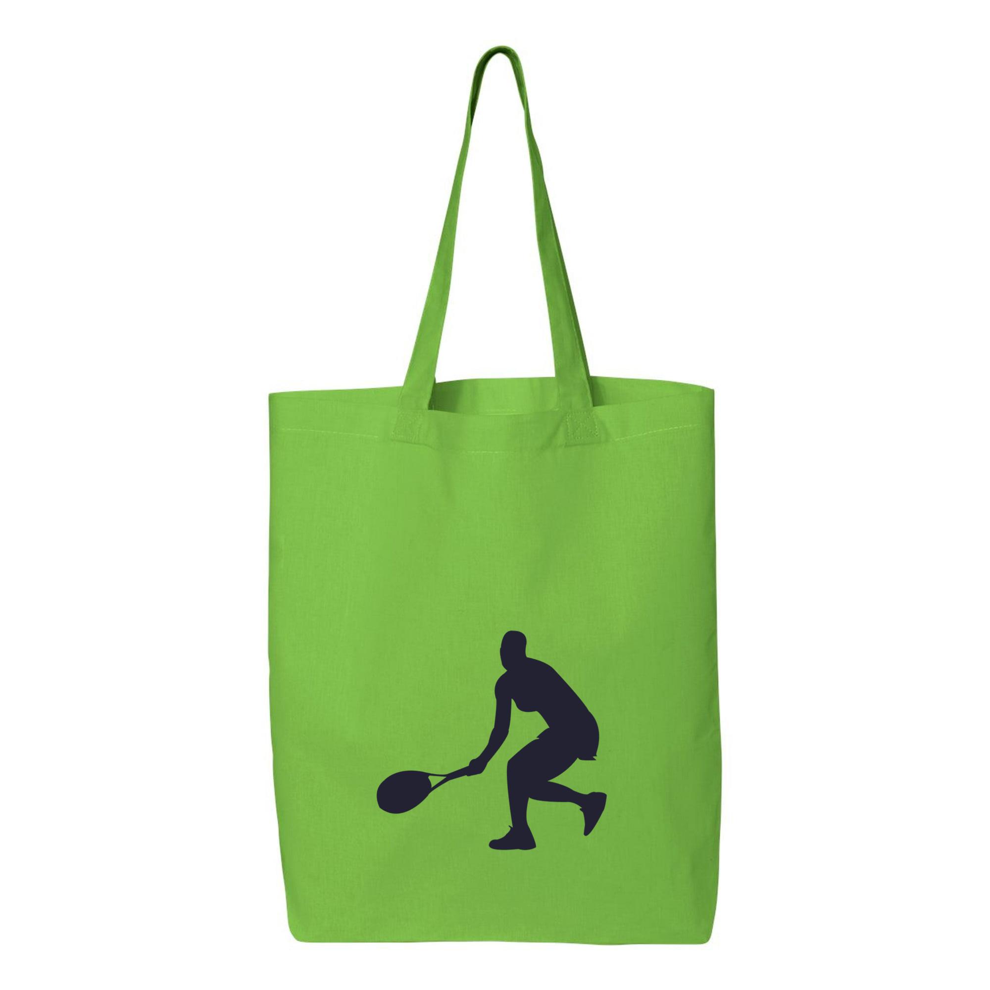 Female Playing Tennis Silhouette Canvas Tote Bag 