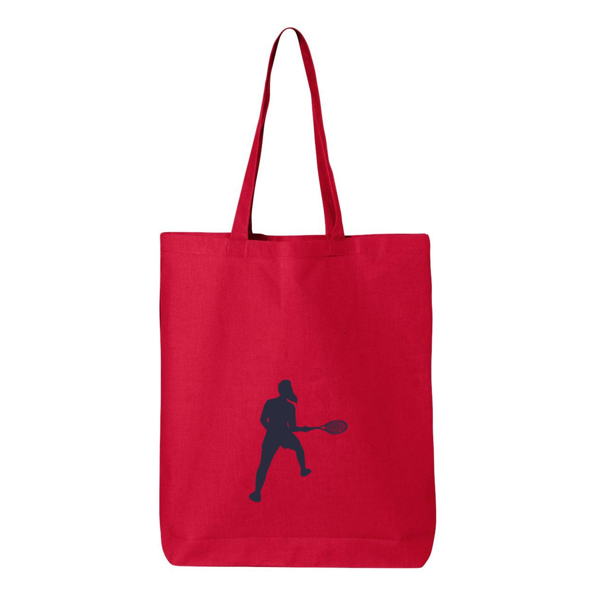 Female Tennis Player Pose Silhouette Canvas Tote Bag - Image 2
