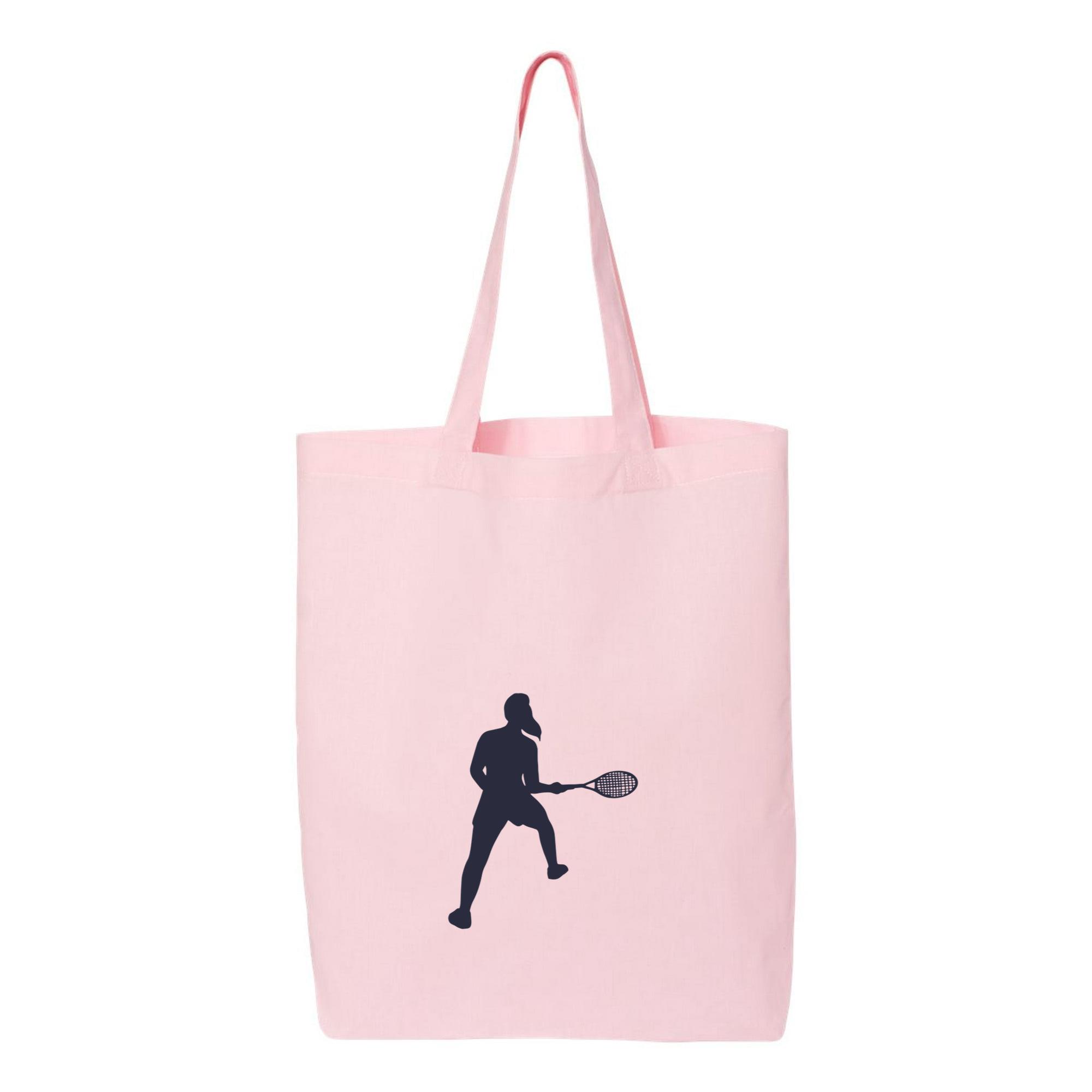 Female Tennis Player Pose Silhouette Canvas Tote Bag - Image 3