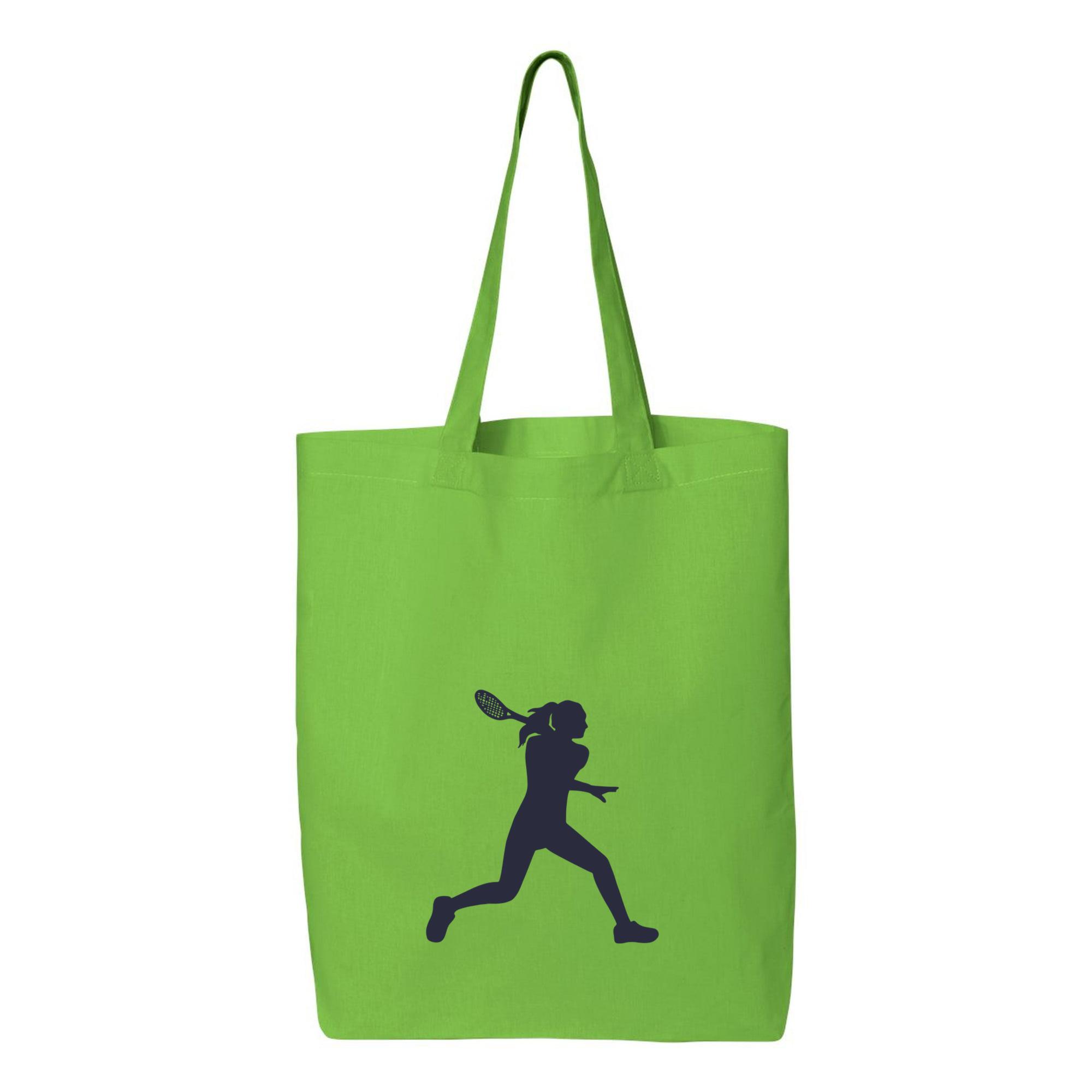 Female Tennis Player Sport Silhouette Canvas Tote Bag 