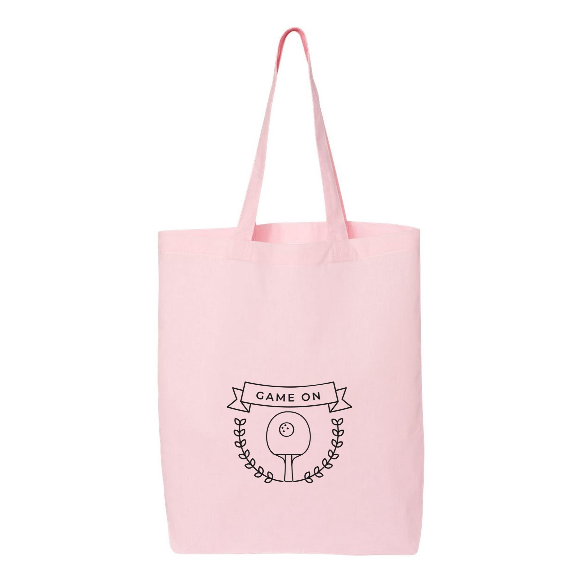 Game On Tennis Ball Racket Branch Badge Stroke Canvas Tote Bag - Image 3