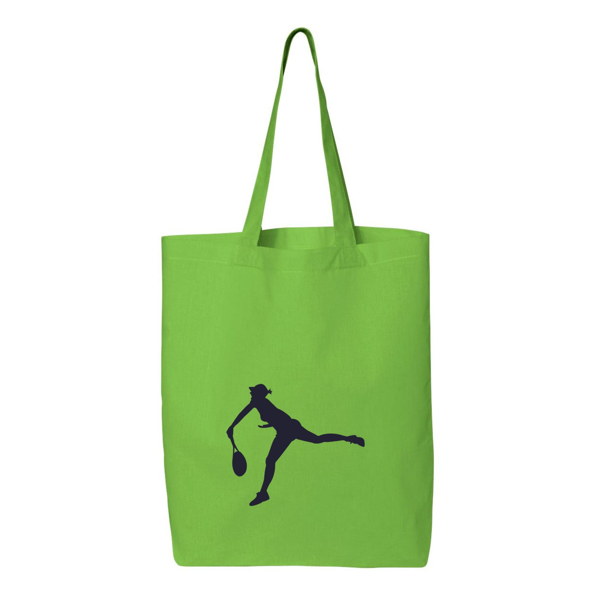 Girl Playing Tennis Silhouette Canvas Tote Bag 