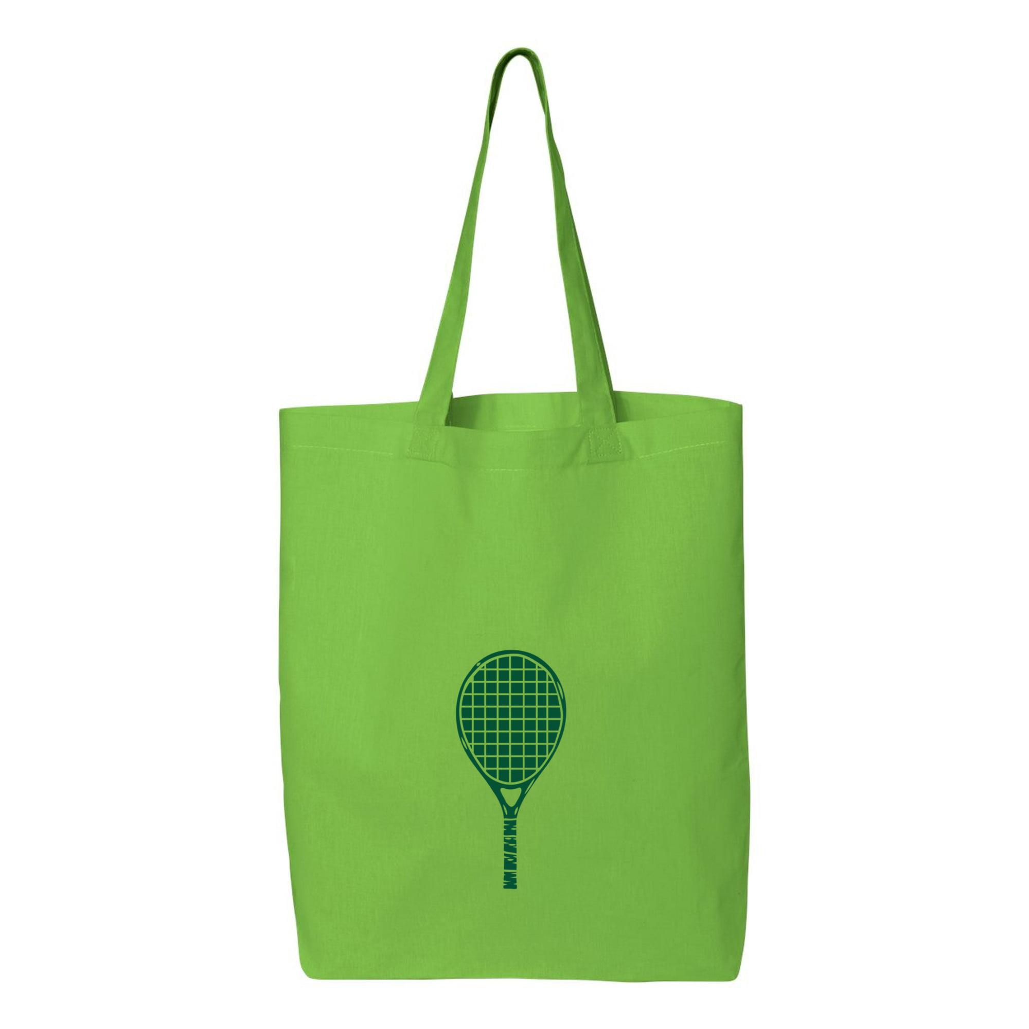 Green Tennis Racket Canvas Tote Bag 