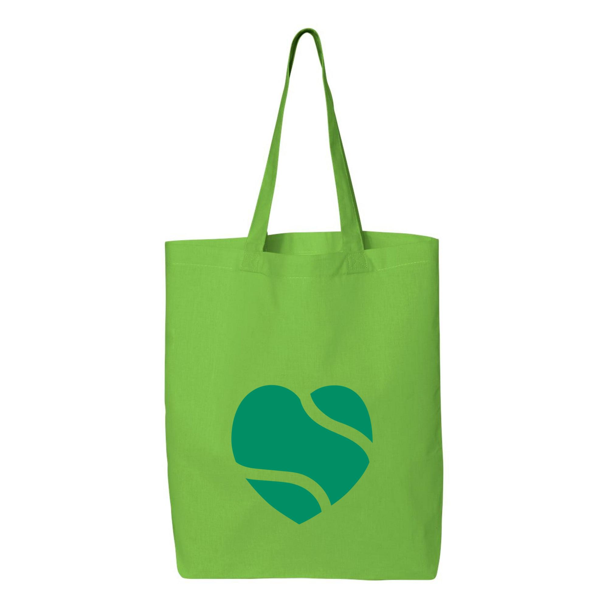 Heart Shaped Tennis Ball Cut Out Doodle Canvas Tote Bag 