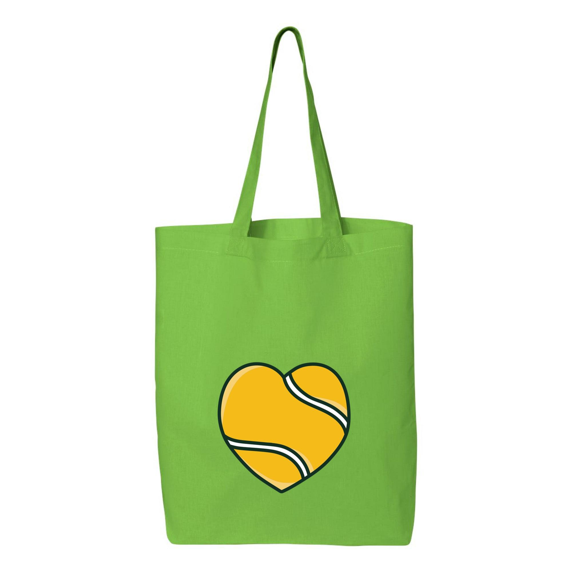 Heart Shaped Tennis Ball Doodle Canvas Tote Bag 