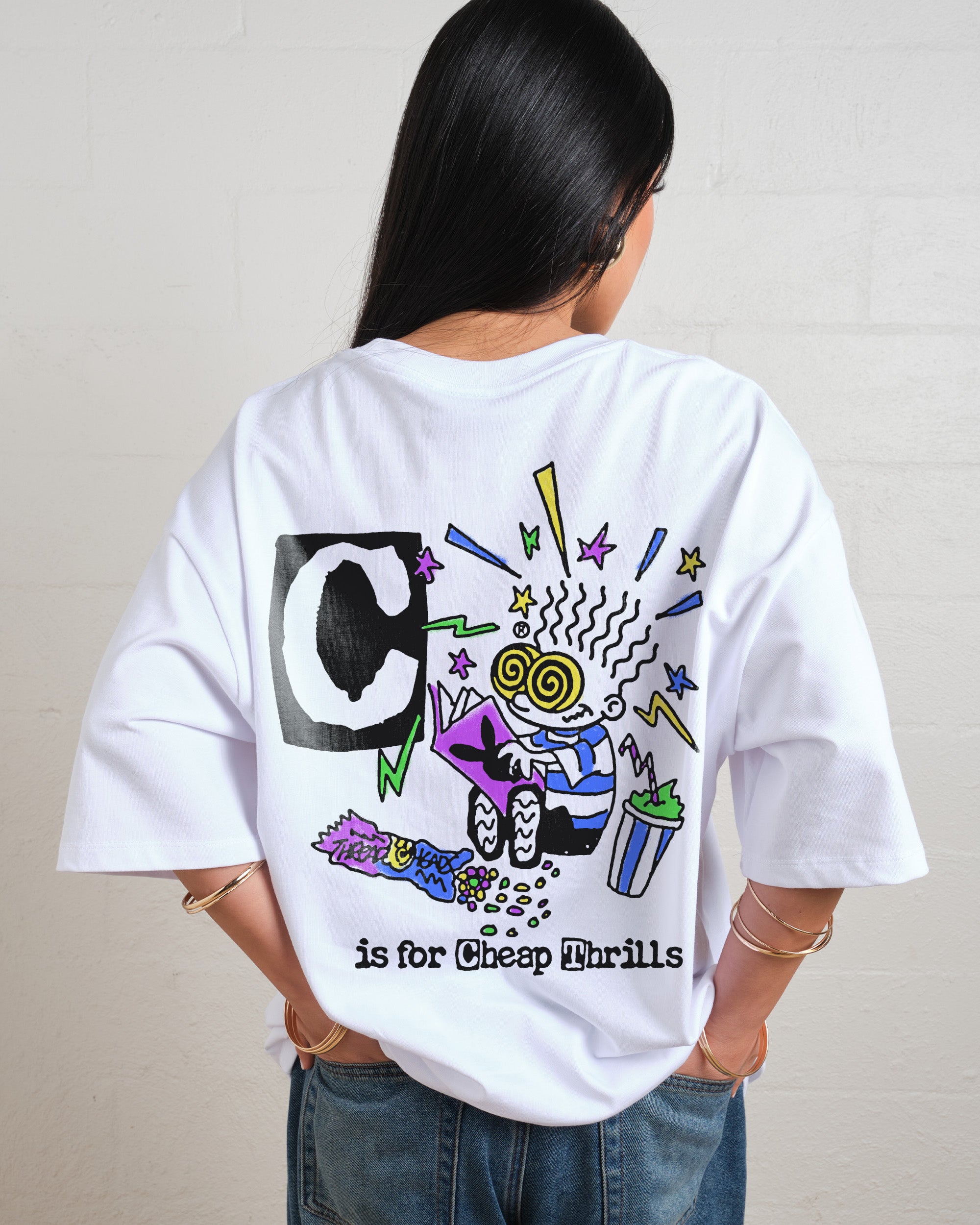 C is for Cheap Thrills Oversized Graphic Tee - Unisex 90s Boxy Fit 100% Combed Cotton