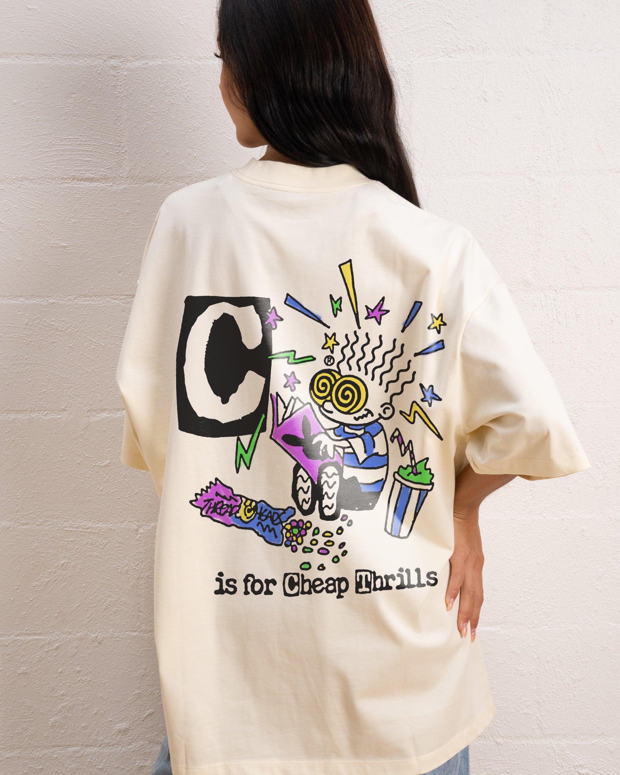 C is for Cheap Thrills Oversized Graphic Tee - Unisex 90s Boxy Fit 100% Combed Cotton