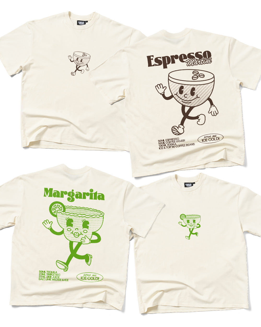 Cocktail Oversized Tee Bundle 2-Pack - Espresso Martini & Margarita Graphic Tees