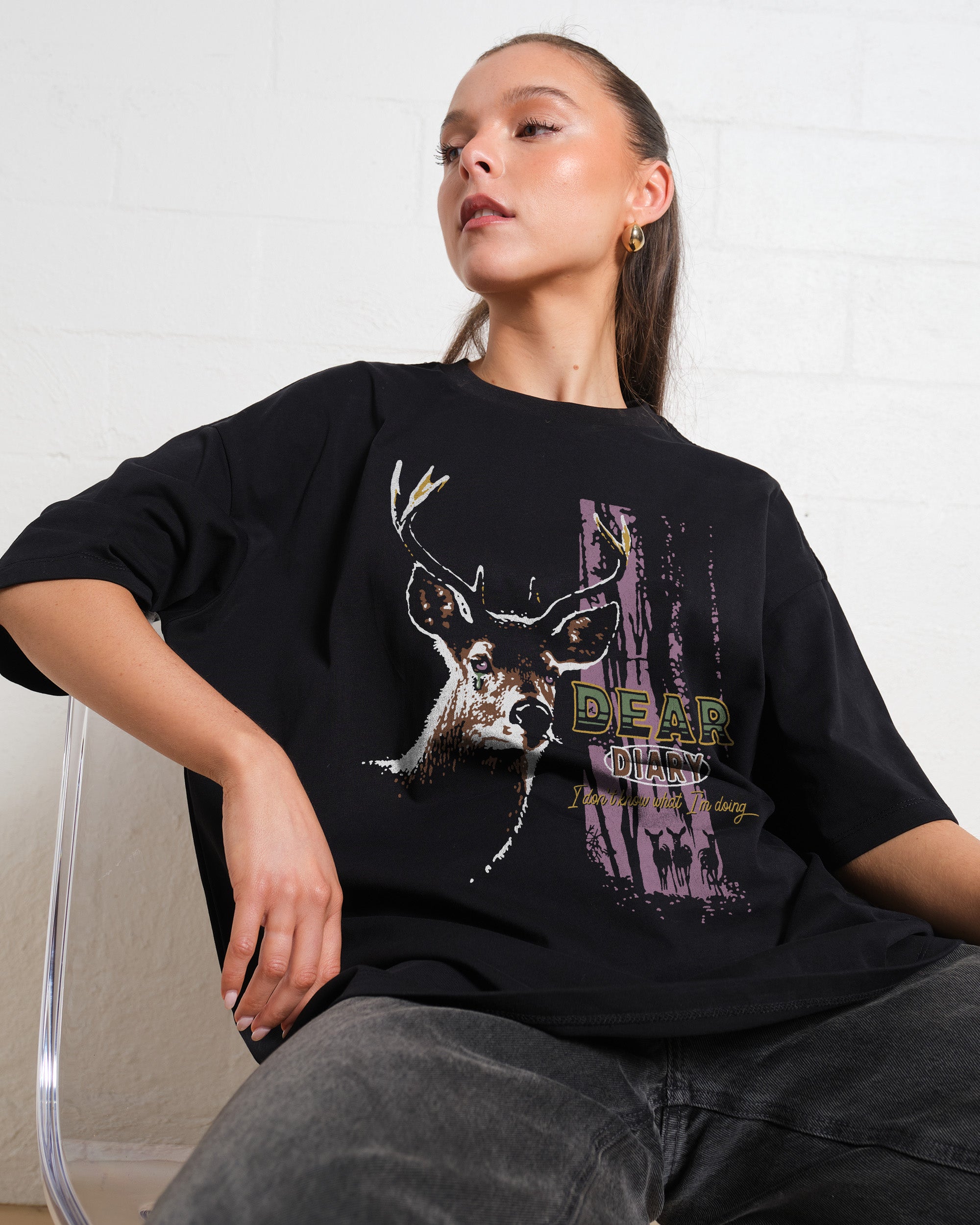 Dear Diary Oversized Graphic Tee - 90s Boxy Fit Unisex Heavyweight 100% Combed Cotton