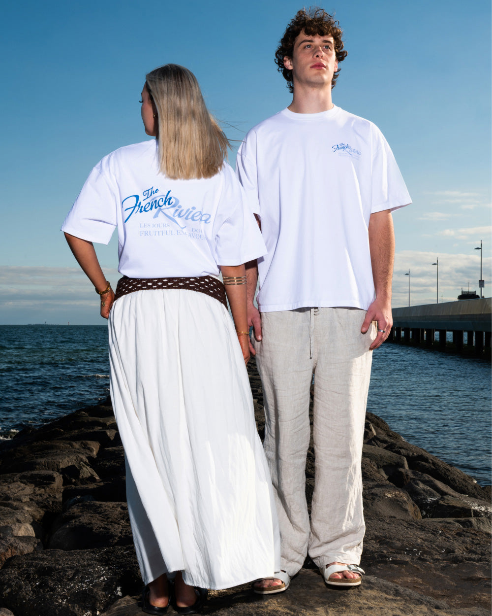 French Riviera Oversized Graphic Tee Unisex 90s Boxy Fit 100% Combed Cotton