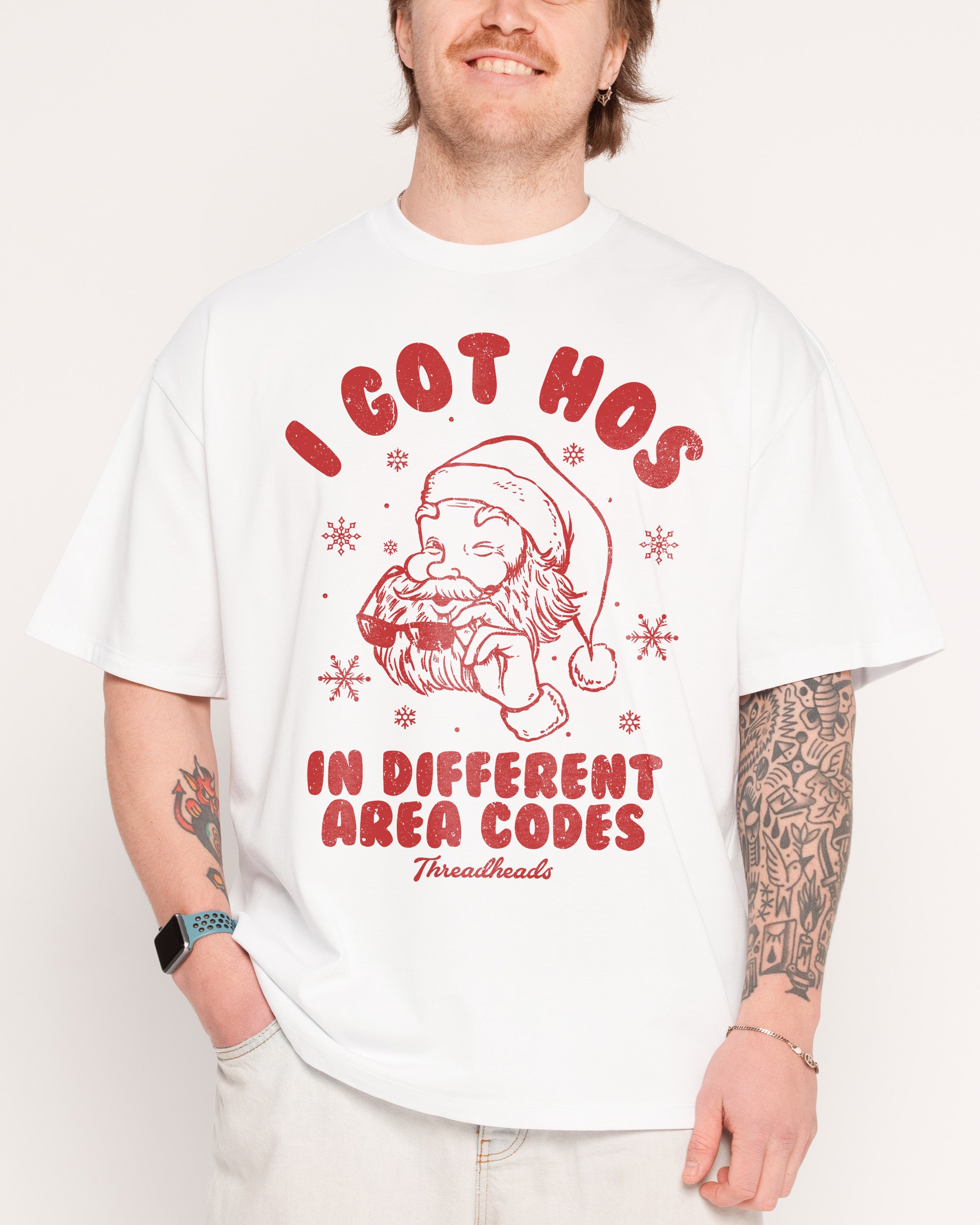 Hos In Different Area Codes Oversized Graphic Tee - Unisex 100% Combed Cotton Heavyweight T-Shirt